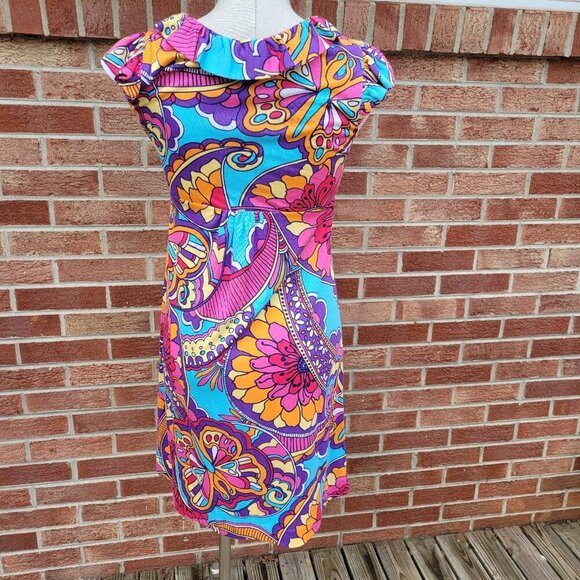 Lily Pulitzer Sun Dress Women's Size Small Colorful Floral Silk Blend - Picture 2 of 7